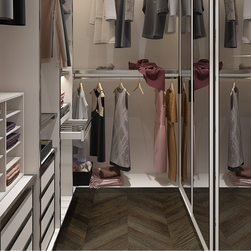 Custom Minimalist Modern Light Luxury Multi-Space Wardrobe And Walk-In Closet Combination